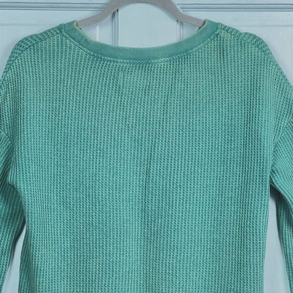 Saturday Sunday Aliana Waffle Knit Top Anthropologie Shirt Green Boho Sz XSP - Picture 4 of 9